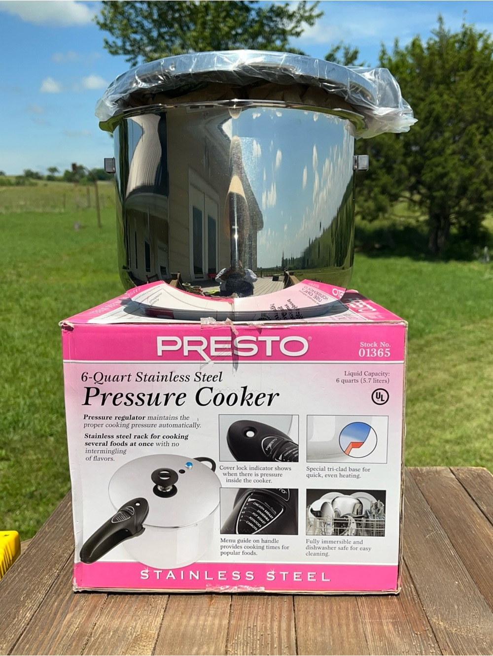 Presto 6-Quart Stainless Steel Pressure Cooker 01365 Dishwasher Safe Brand New